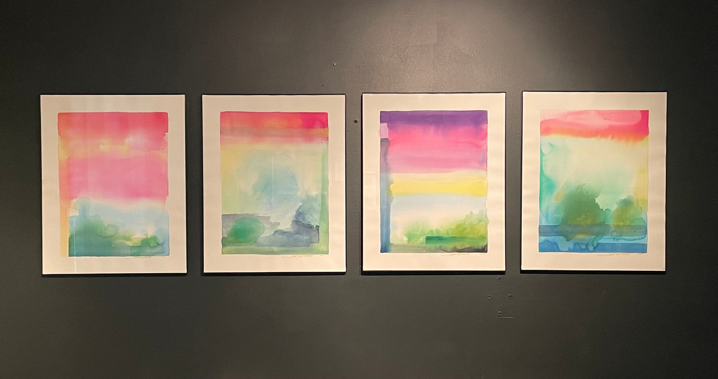 Auroras and Kudzu Watercolor Painting- Red by Anne Scott Barrett