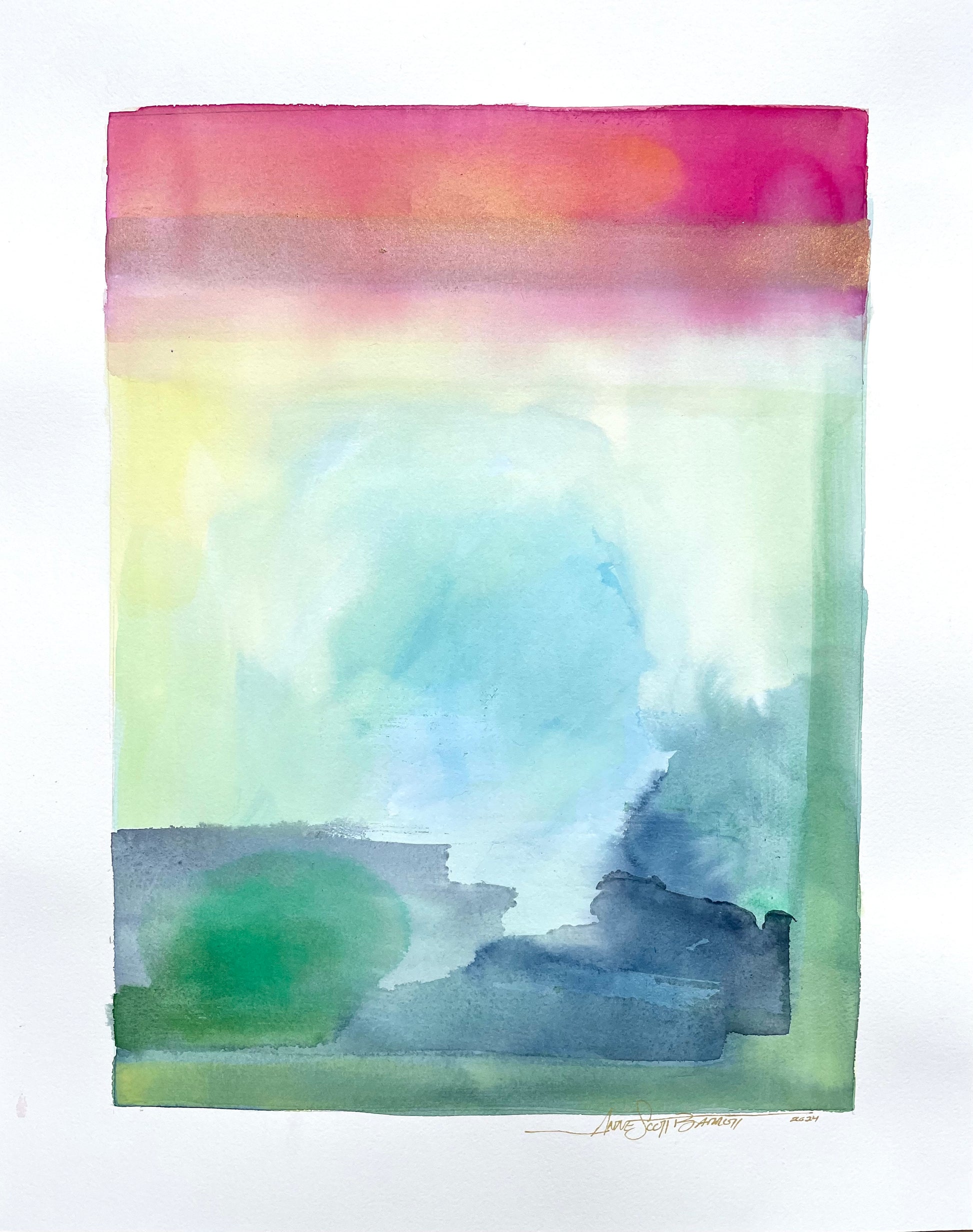 16x20 inch white paper with painted image