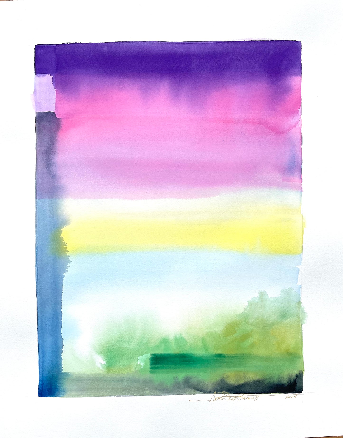 16x20 inch white paper with painted image