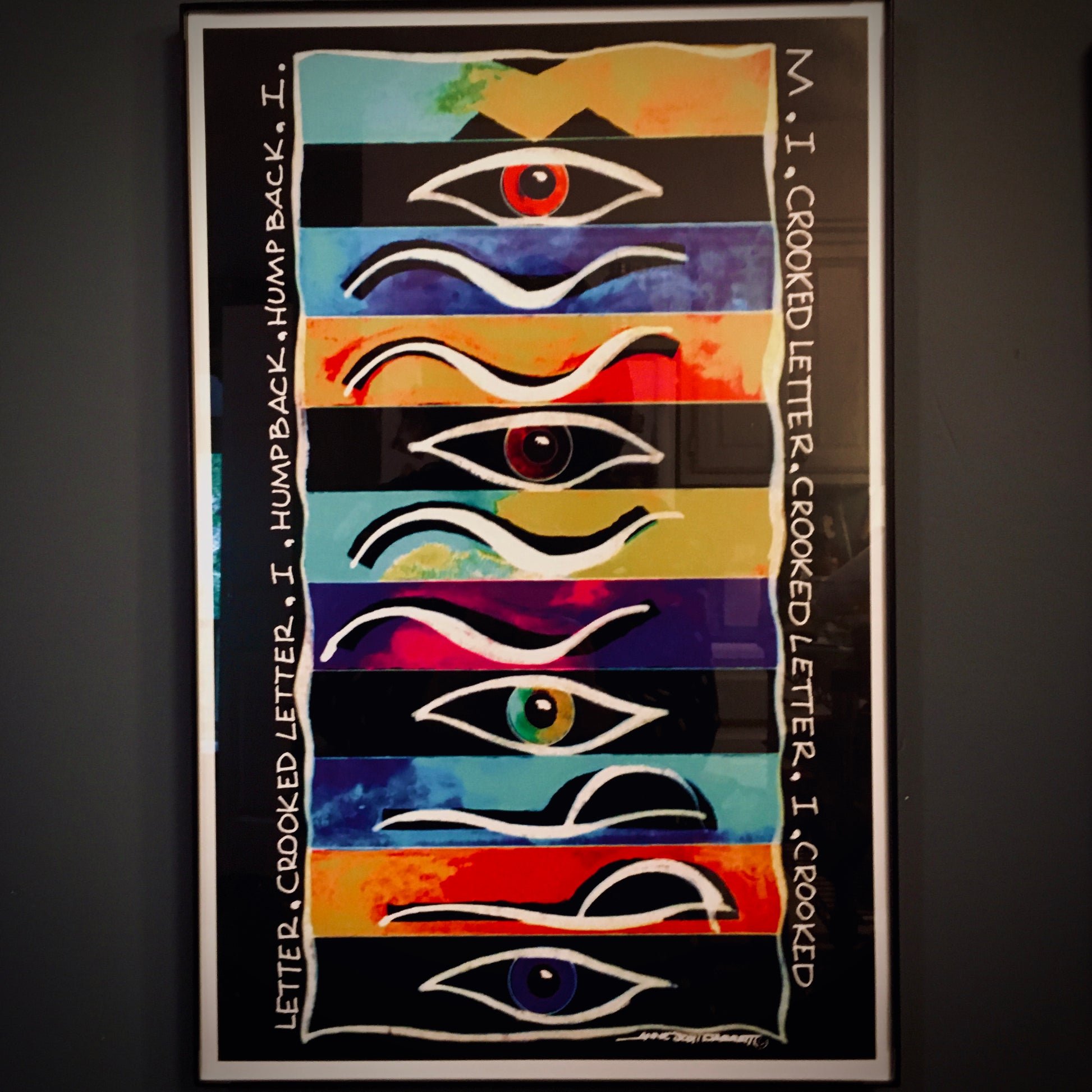 Original Mississippi Crooked Letter design with inverted colors and black background 11x17