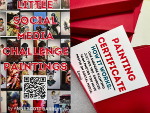 Gift certificate for one Social Media Challenge painting with red gift box